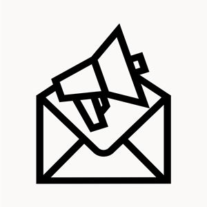 Icon: Megaphone comes from an envelope