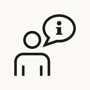 Icon: Person with info speech bubble
